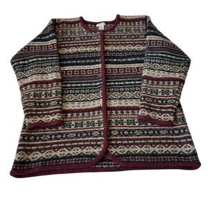 VTG SKYR Nordic Sweater Women's Cardigan Multicolor Button 100% Wool Size M